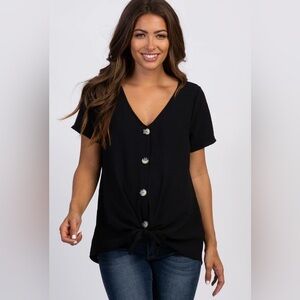 New Pink Blush Maternity button tie front maternity top size medium.